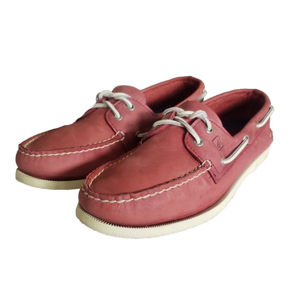 Sperry Topsider Leather 2-Eye Boat Shoes Red Men's Size 10.5M